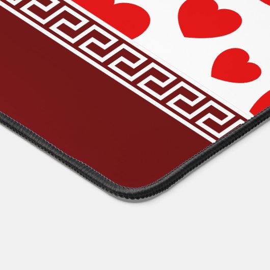 ガーリーエレガント赤いハート名前をカスタムする デスクマット (コーナー)