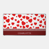ガーリーエレガント赤いハート名前をカスタムする デスクマット (正面)