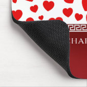 ガーリーエレガント赤いハート名前をカスタムする マウスパッド (コーナー)