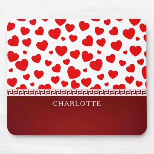 ガーリーエレガント赤いハート名前をカスタムする マウスパッド (正面)