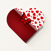 ガーリーエレガント赤いハート、赤リボン名前をカスタムする ノートブック (裏面)