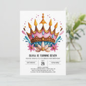 ガーリーカスタムプリンセスクラウン誕生日 招待状 (スタンド正面)