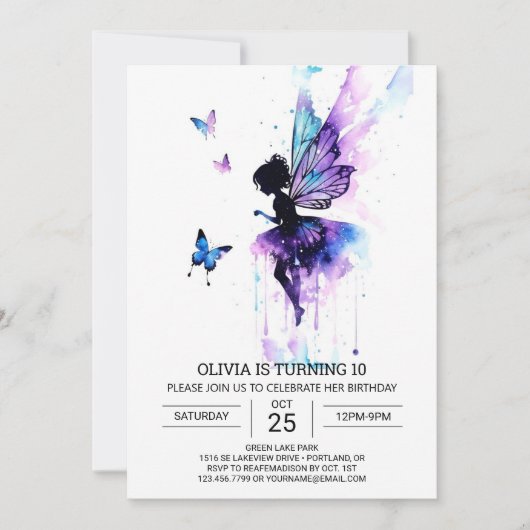 ガーリーカスタム誕生日 招待状 (正面)