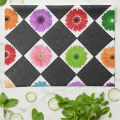 ガーリーカラフルデイジー キッチンタオル (折り畳み)