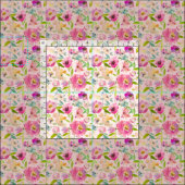 ガーリーカラフル咲きシックなピンクの花柄 ファブリック (タイル)