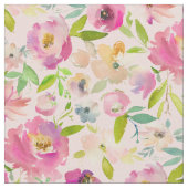 ガーリーカラフル咲きシックなピンクの花柄 ファブリック (クローズアップ)