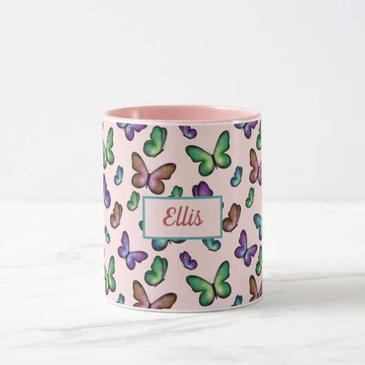 ガーリーカラフル文様名を追加 マグカップ (中央)