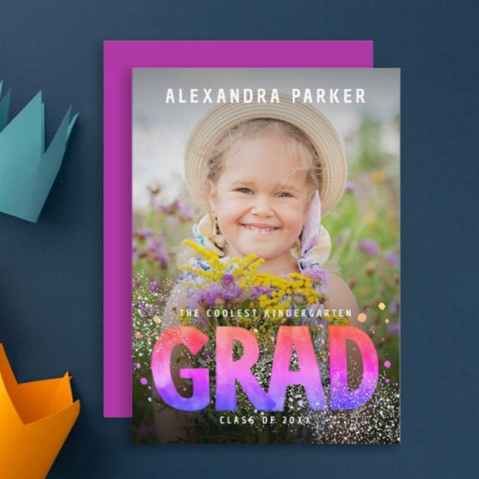 ガーリークールGraduate Purple Pink Gradient写真 案内状