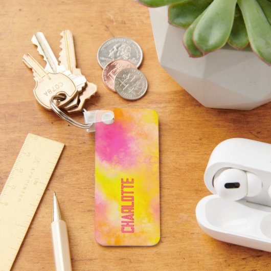 ガーリーグラデーシカラフルョン発光の喜び+名前 キーホルダー (デスク)