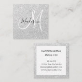 & ガーリーグラムグレーシルバーグリッタースパークルモノグラム スクエア名刺 (正面/裏面)