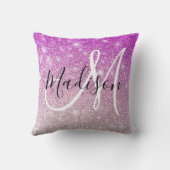 & ガーリーグラムパープルグリッタースパークルズモノグラム名 クッション (裏面)