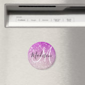 & ガーリーグラムパープルグリッタースパークルズモノグラム名 マグネット (インサイチュ (食洗機))