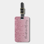 & ガーリーグラムパープルバラ金ゴールドグリッタードライブ名 ラゲッジタグ (正面縦)