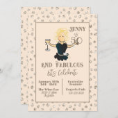 ガーリーグリッターのおもしろい誕生日 招待状 (正面/裏面)