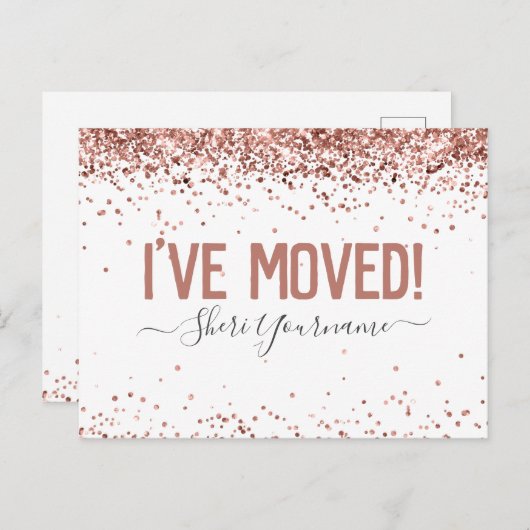 ガーリーグリッターを移動しましパーソナライズされたた ポストカード (正面/裏面)