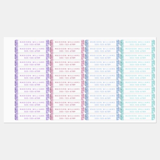 ガーリーグリッターシッモダンクパーソナライズされた服 ラベル (シート)