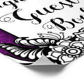 ガーリーグリッタースパークル誕生日結婚ズゲストブック ポスター (角)