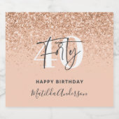 ガーリーグリッタースパーモダンクル40歳の誕生日パーティー スパークリングワインラベル (シングルラベル)