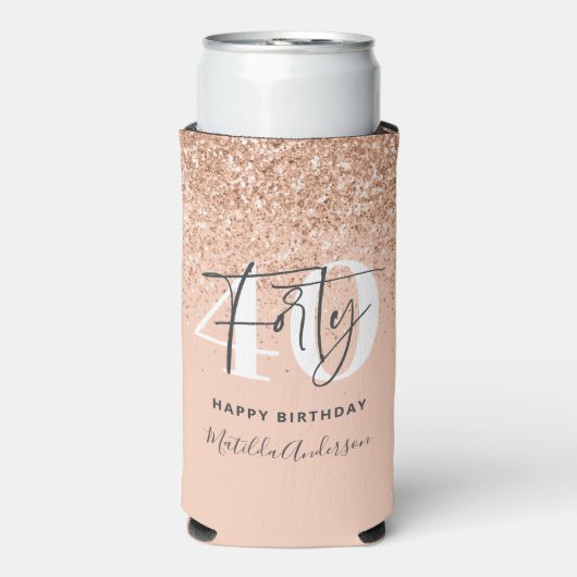 ガーリーグリッタースパーモダンクル40歳の誕生日パーティー スリム缶クーラー (Seltzer正面)