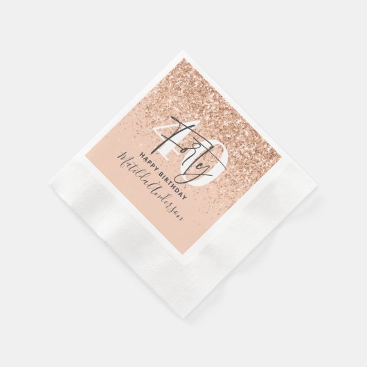 ガーリーグリッタースパーモダンクル40歳の誕生日パーティー 縁ありカクテルナプキン (角)