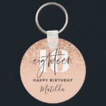 ガーリーグリッタースモダンパークル18th birthday party キーホルダー<br><div class="desc">グリッターガーリースパークル18モダンth birthday party decor.コレクションの一部。</div>