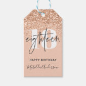 ガーリーグリッタースモダンパークル18th birthday party ギフトタグ (正面)