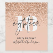 ガーリーグリッタースモダンパークル18th birthday party ワインラベル (シングルラベル)