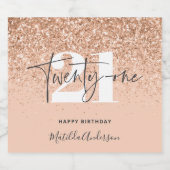 ガーリーグリッタースモダンパークル21歳のパーティー ビールラベル (シングルラベル)