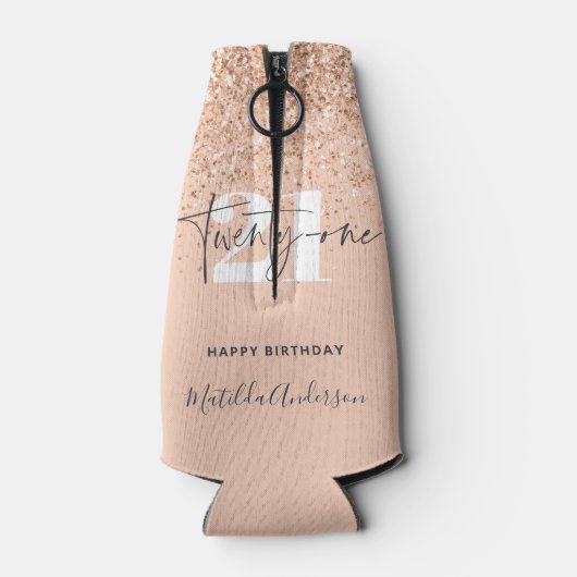 ガーリーグリッタースモダンパークル21歳のパーティー ボトルクーラー (裏面)