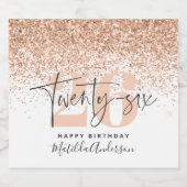 ガーリーグリッタースモダンパークル26th birthday party スパークリングワインラベル (シングルラベル)