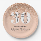 ガーリーグリッタースモダンパークル30歳の誕生日パーティー ペーパープレート (正面)