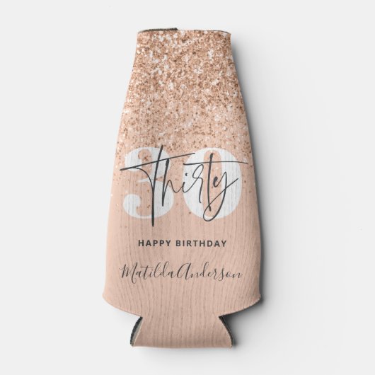 ガーリーグリッタースモダンパークル30歳の誕生日パーティー ボトルクーラー (正面)