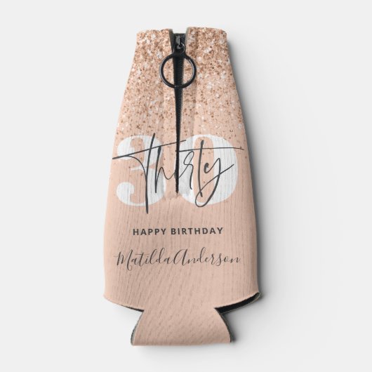 ガーリーグリッタースモダンパークル30歳の誕生日パーティー ボトルクーラー (裏面)