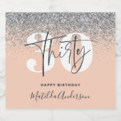 ガーリーグリッタースモダンパークル30th birthday champa スパークリングワインラベル (シングルラベル)