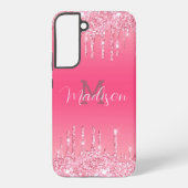 ガーリーグリッターピンクドリップグラムモノグラム追加の名前 SAMSUNG GALAXYケース (裏面)