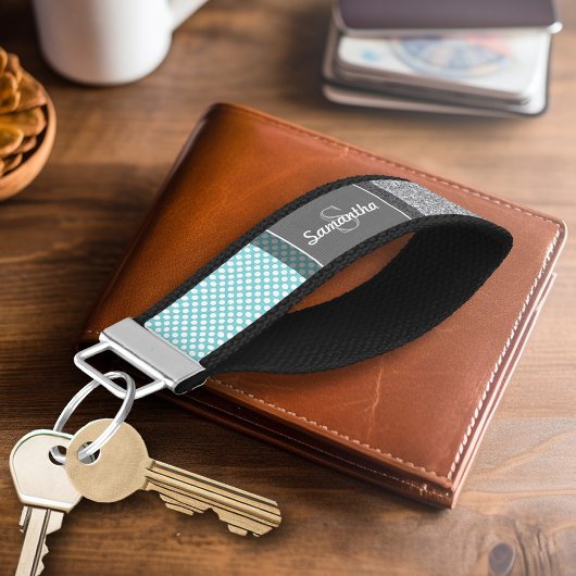 ガーリーグリッタープリントパターカスタムン（モノグラム） リストバンドキーホルダー