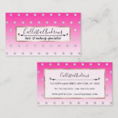 ガーリーグリッターモダン水玉模様ネオンピンクグラデーション 名刺 (正面/裏面)