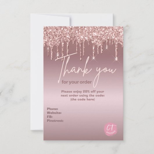 ガーリーグリッター事業マーケティング サンキューカード (正面)