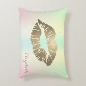 ガーリーグリッター唇ホログラフィック虹色 アクセントクッション (正面(垂直))