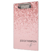 ガーリーグリッター赤面ピンシンプルクモノグラム名  クリップボード (左)