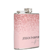 ガーリーグリッター赤面ピンシンプルクモノグラム名 フラスク (右)