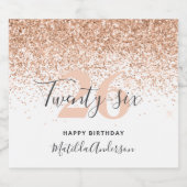 ガーリーグリッター輝く編集可能な年齢の誕生日 スパークリングワインラベル (シングルラベル)