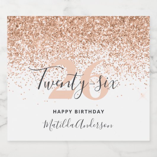 ガーリーグリッター輝く編集可能な年齢の誕生日 スパークリングワインラベル (シングルラベル)