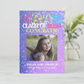 ガーリーグリッター5枚写真2022年卒業 案内状 (スタンド正面)