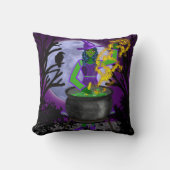 ガーリーグリ不気味ーンウィッチコールドロン魔法ブルームーン クッション (正面)