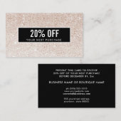 ガーリーシャンパスタイリッシュングリッターブラッククーポンカード 名刺 (正面/裏面)