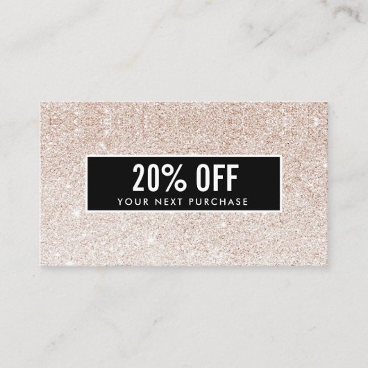 ガーリーシャンパスタイリッシュングリッターブラッククーポンカード 名刺 (正面)