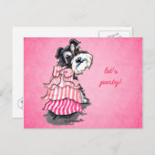 ガーリーシュナウツァーピンクドレスオフリーシュアート™ ポストカード (正面/裏面)