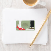 ガーリーシューズ図解入りの、写真付きの結婚&スニーカー(迷彩柄) ラベル (インサイチュ)