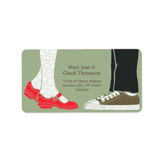 ガーリーシューズ図解入りの、写真付きの結婚&スニーカー(迷彩柄) ラベル (正面)